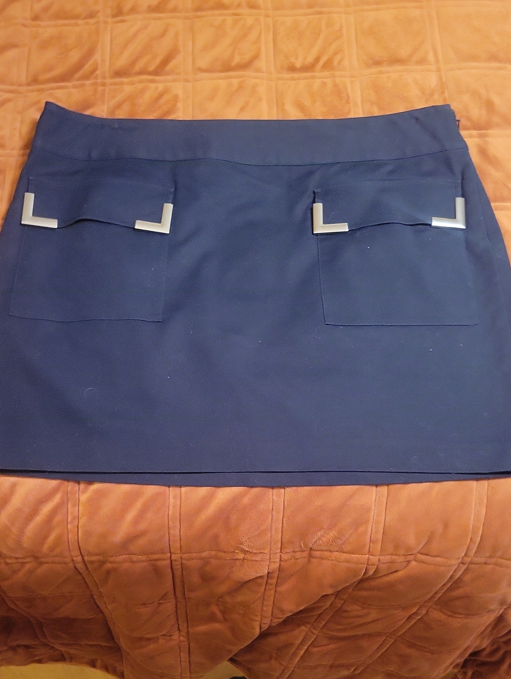 Michael Kors Navy Pocket Mini Skirt with Metal Trim Sz.14
